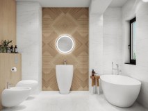 长方形卫生间浴缸欧式设计（带浴缸的长条型卫生间设计）