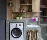 洗衣机一体柜砖砌教程（自制洗衣机一体柜效果图）