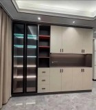 客厅现代风格酒柜加冰箱效果图（酒柜和冰箱一体效果图简单）