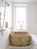 家庭安装木质浴缸效果图（家用浴缸和洗手盆一体效果图）