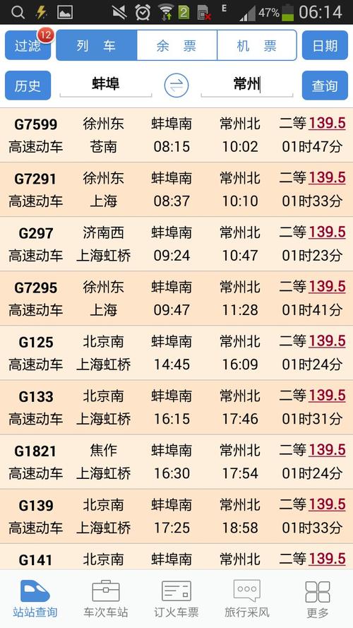 蚌埠南到上海虹桥的G9417途经站时刻列表有吗