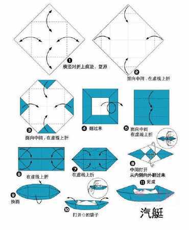 如何折纸船 乌篷船的折法图解