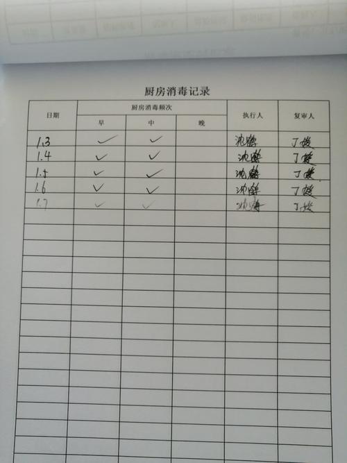餐厅消毒记录表怎么写范本
