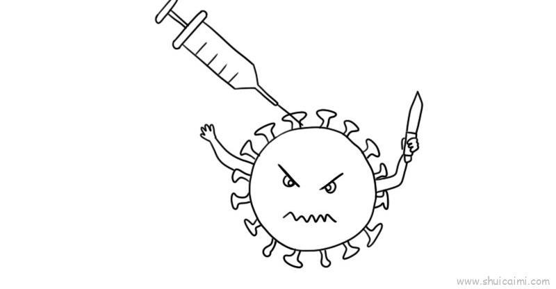 儿童简笔画-怎样画病毒的简笔画