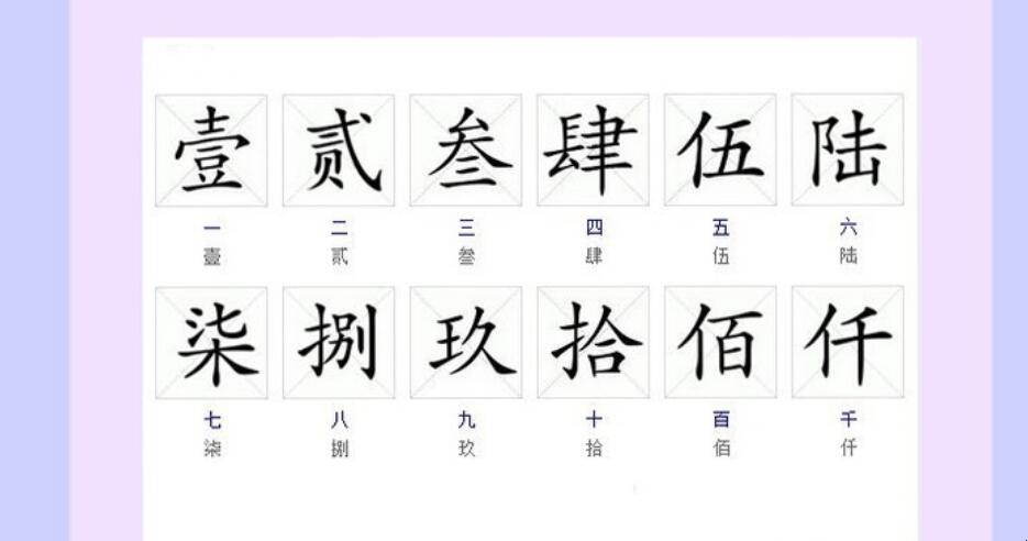 一至十的大写汉字怎么写