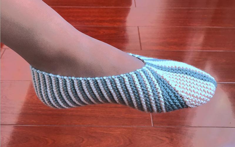 地板袜的编织方法，6片地板袜的编织方法