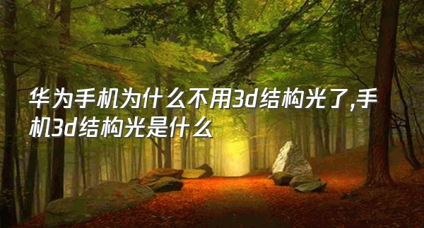 华为手机为什么不用3d结构光了,手机3d结构光是什么