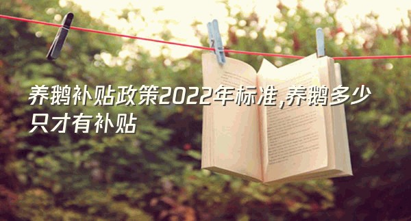 养鹅补贴政策2022年标准,养鹅多少只才有补贴