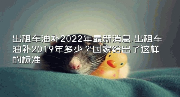 出租车油补2022年最新消息,出租车油补2019年多少？国家给出了这样的标准