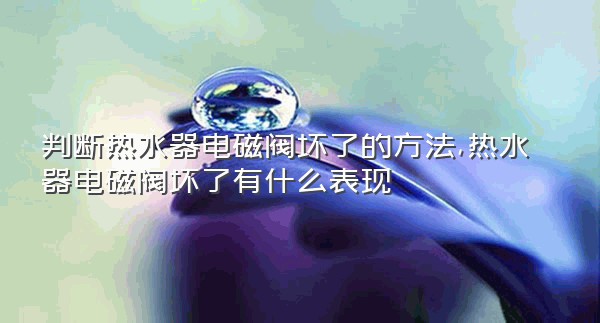 判断热水器电磁阀坏了的方法,热水器电磁阀坏了有什么表现