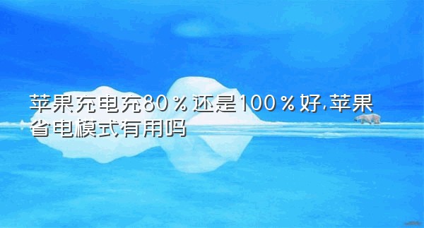 苹果充电充80%还是100%好,苹果省电模式有用吗