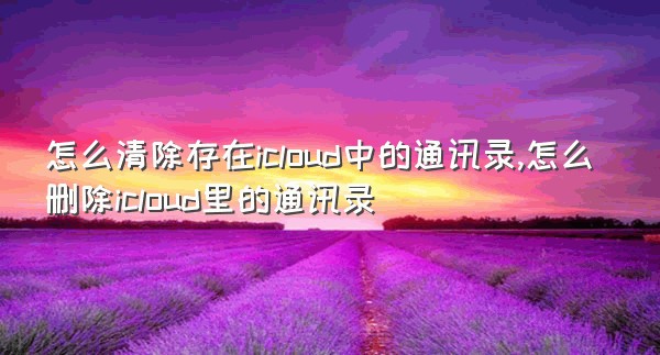 怎么清除存在icloud中的通讯录,怎么删除icloud里的通讯录