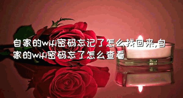 自家的wifi密码忘记了怎么找回来,自家的wifi密码忘了怎么查看