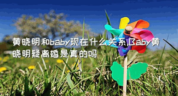 黄晓明和baby现在什么关系,Baby黄晓明疑离婚是真的吗