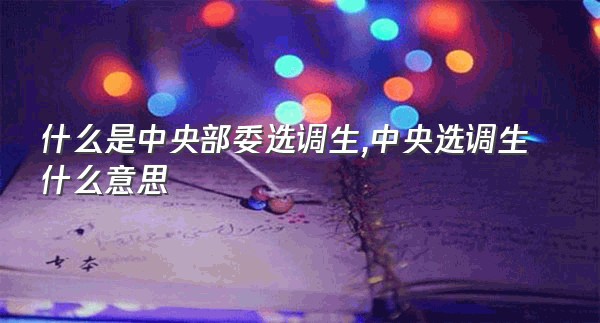 什么是中央部委选调生,中央选调生什么意思