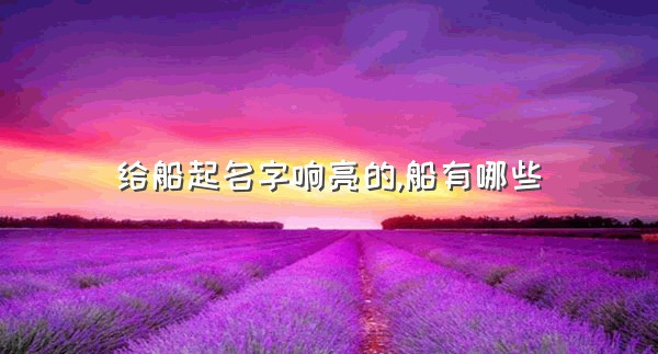 给船起名字响亮的,船有哪些