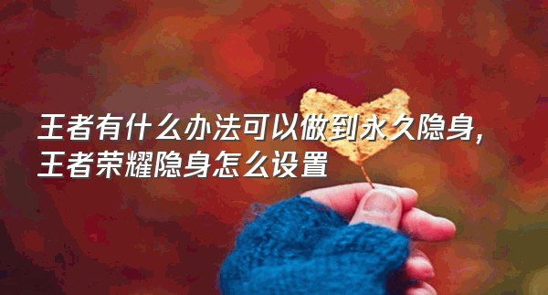 王者有什么办法可以做到永久隐身,王者荣耀隐身怎么设置