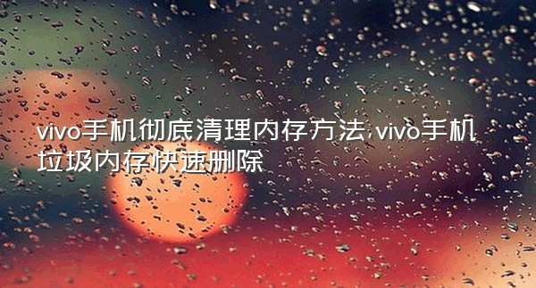 vivo手机彻底清理内存方法,vivo手机垃圾内存快速删除