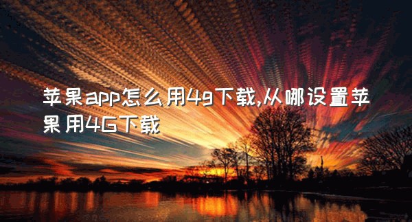 苹果app怎么用4g下载,从哪设置苹果用4G下载