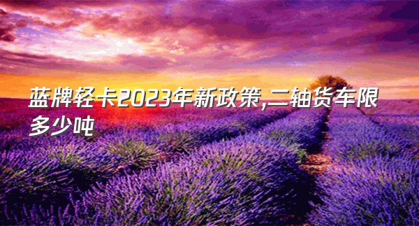 蓝牌轻卡2023年新政策,二轴货车限多少吨