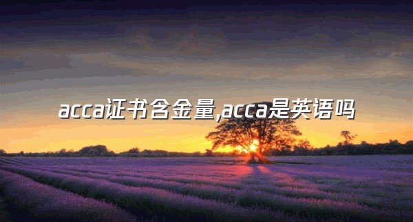 acca证书含金量,acca是英语吗