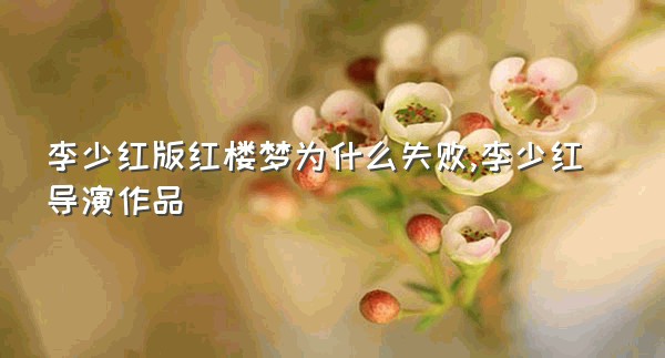 李少红版红楼梦为什么失败,李少红导演作品