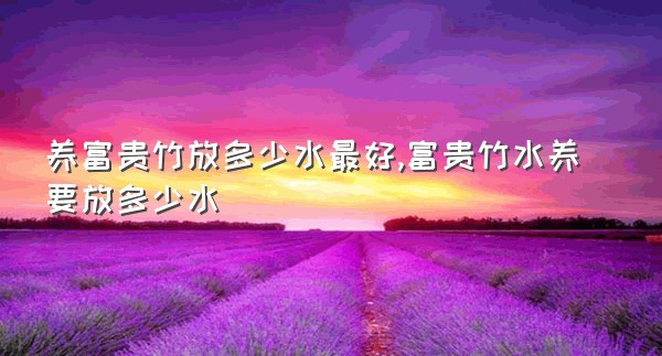 养富贵竹放多少水最好,富贵竹水养要放多少水