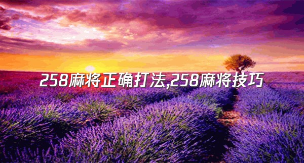 258麻将正确打法,258麻将技巧