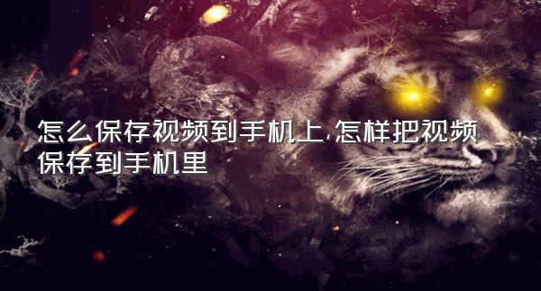 怎么保存视频到手机上,怎样把视频保存到手机里