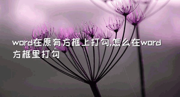 word在原有方框上打勾,怎么在word方框里打勾