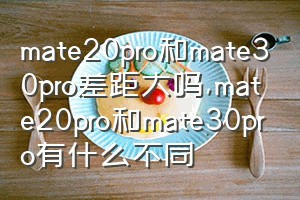 mate20pro和mate30pro差距大吗（mate20pro和mate30pro有什么不同）