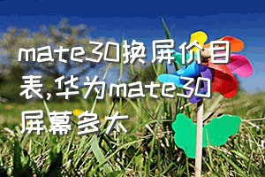 mate30换屏价目表（华为mate30屏幕多大）
