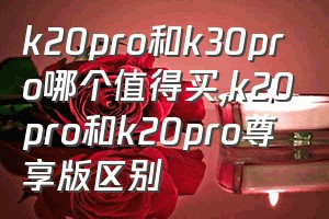 k20pro和k30pro哪个值得买（k20pro和k20pro尊享版区别）