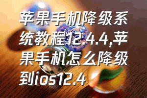 苹果手机降级系统教程12.4.4（苹果手机怎么降级到ios12.4）