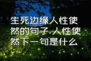 生死边缘人性使然的句子（人性使然下一句是什么）