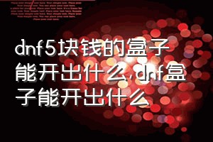 dnf5块钱的盒子能开出什么（dnf盒子能开出什么）