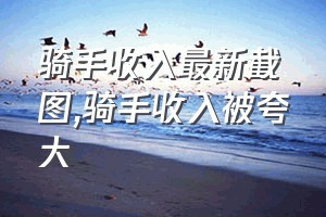 骑手收入最新截图（骑手收入被夸大）