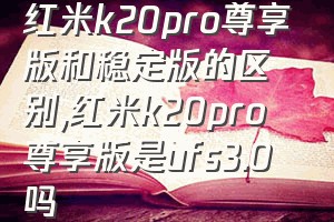 红米k20pro尊享版和稳定版的区别（红米k20pro尊享版是ufs3.0吗）