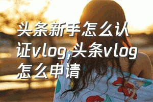 头条新手怎么认证vlog（头条vlog怎么申请）