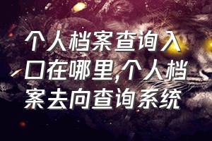 个人档案查询入口在哪里（个人档案去向查询系统）