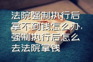 法院强制执行后拿不到钱怎么办（强制执行后怎么去法院拿钱）