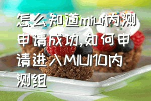 怎么知道miui内测申请成功（如何申请进入MIUI10内测组）