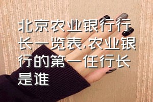 北京农业银行行长一览表（农业银行的第一任行长是谁）