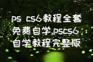ps cs6教程全套免费自学（pscs6自学教程完整版）