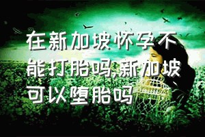 在新加坡怀孕不能打胎吗（新加坡可以堕胎吗）