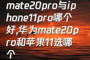 mate20pro与iphone11pro哪个好（华为mate20pro和苹果11选哪个）