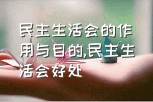 民主生活会的作用与目的（民主生活会好处）