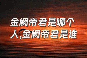 金阙帝君是哪个人（金阙帝君是谁）