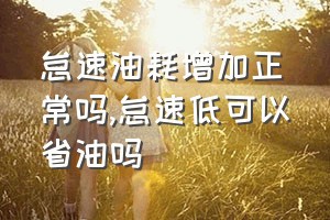 怠速油耗增加正常吗（怠速低可以省油吗）