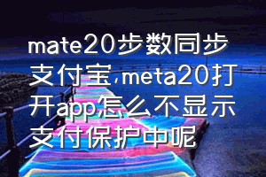 mate20步数同步支付宝（meta20打开app怎么不显示支付保护中呢）